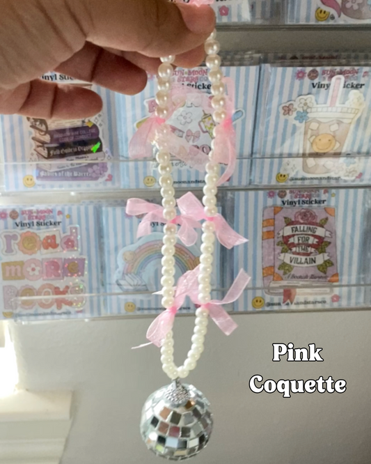 Pink Coquette Disco Car Charm| Bookish Car Accessories
