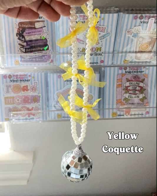 Yellow Coquette Disco Car Charm| Bookish Car Accessories