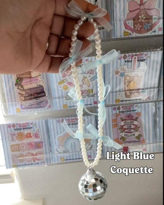 Light Blue Coquette Disco Car Charm| Bookish Car Accessories