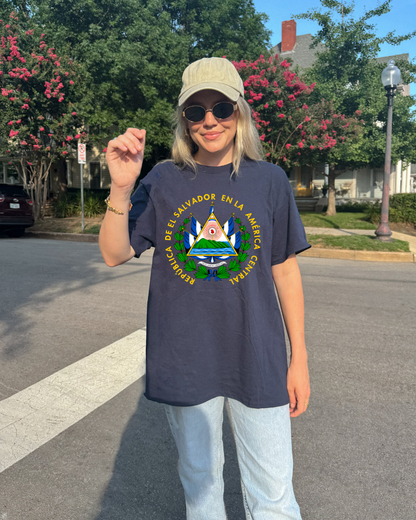 El Salvador Seal Navy Blue Tee| El Salvador T-shirt|