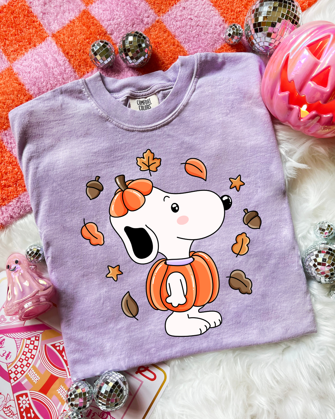 Fall Snoopy Orchid Tee| Pumpkin T-shirt|