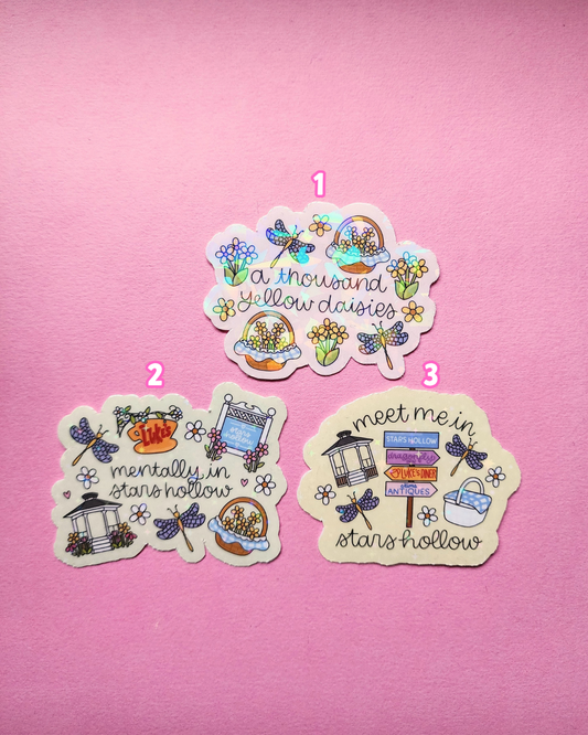 Gilmore Girls Girly Sticker|Yellow Daisies| Stars Hollow|Sparkly sticker| Holographic sticker| book accessories| bookish sticker