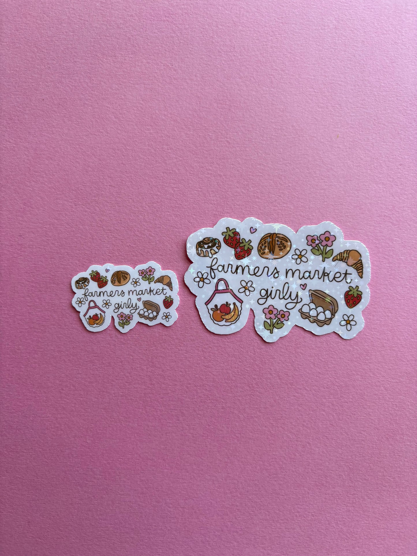 Farmers Market Girly Sticker|Sparkly sticker| Holographic sticker| book accessories| bookish sticker