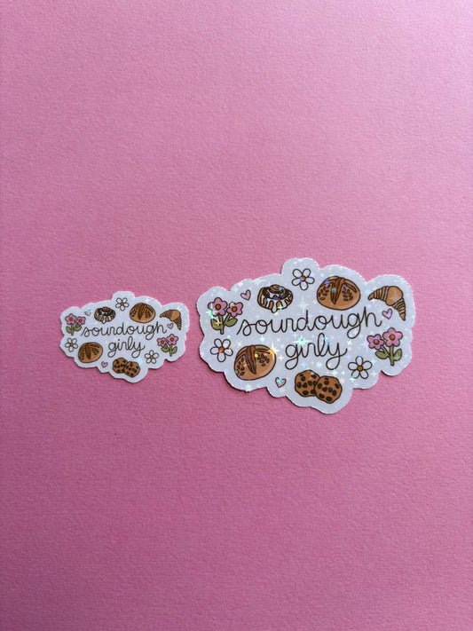 Sourdough Girly Sticker|Sparkly sticker| Holographic sticker| book accessories| bookish sticker