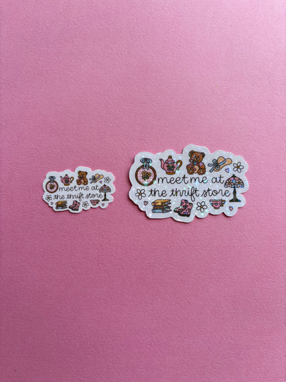 Meet Me at the Thrift Store Sticker|Sparkly sticker| Holographic sticker| book accessories| bookish sticker