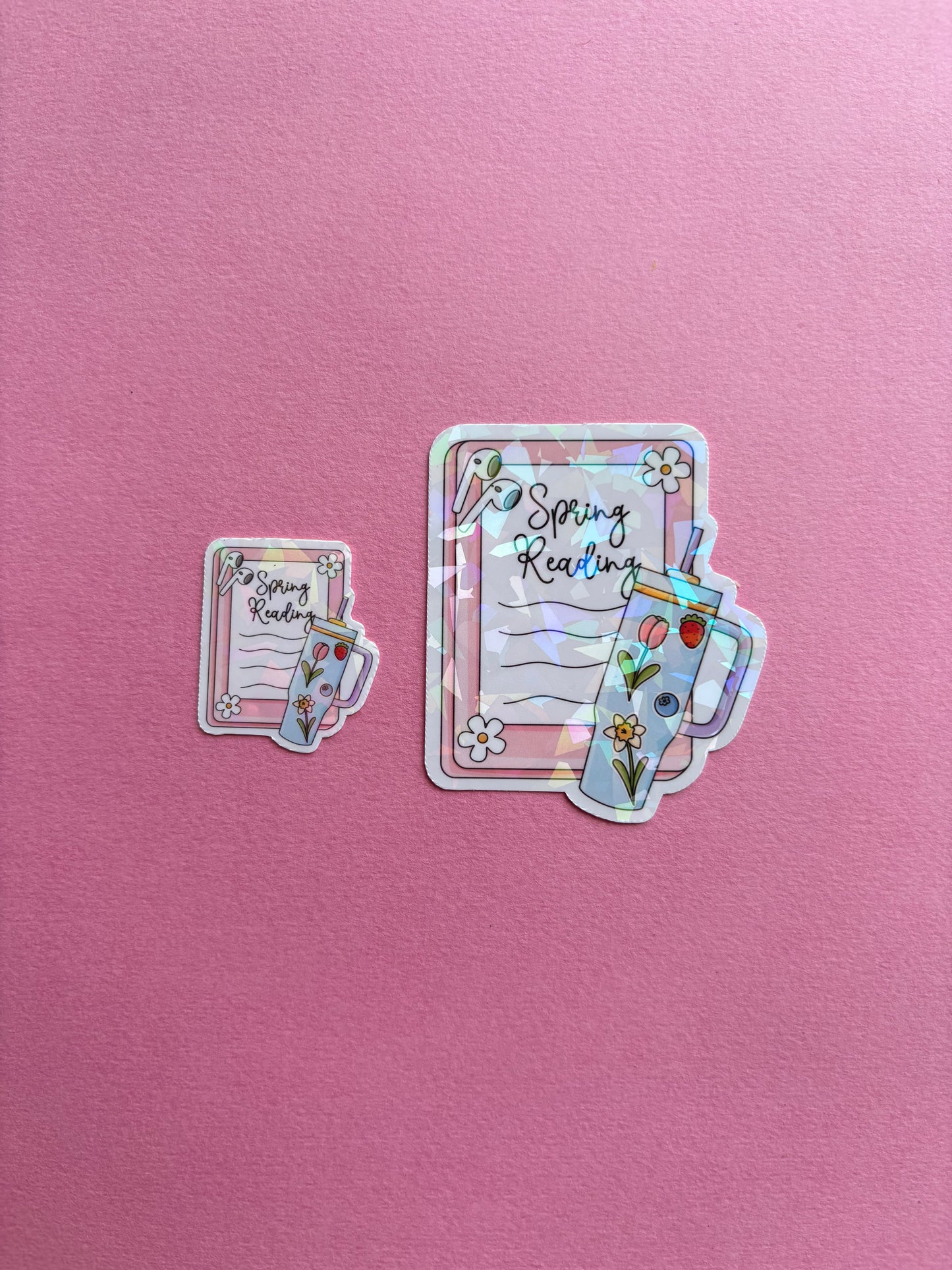 Spring Reading Sticker|Sparkly sticker| Holographic sticker| book accessories| bookish sticker