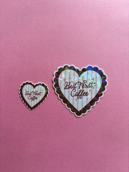 But First Coffee Sticker|Sparkly sticker| Holographic sticker| book accessories| bookish sticker