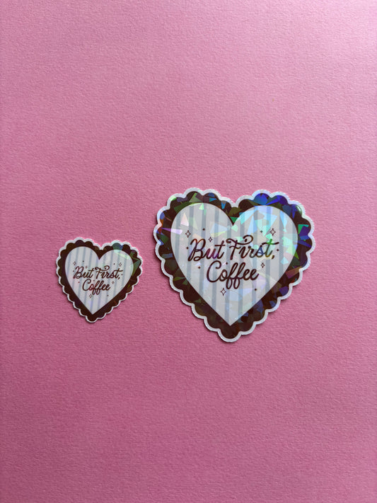 But First Coffee Sticker|Sparkly sticker| Holographic sticker| book accessories| bookish sticker