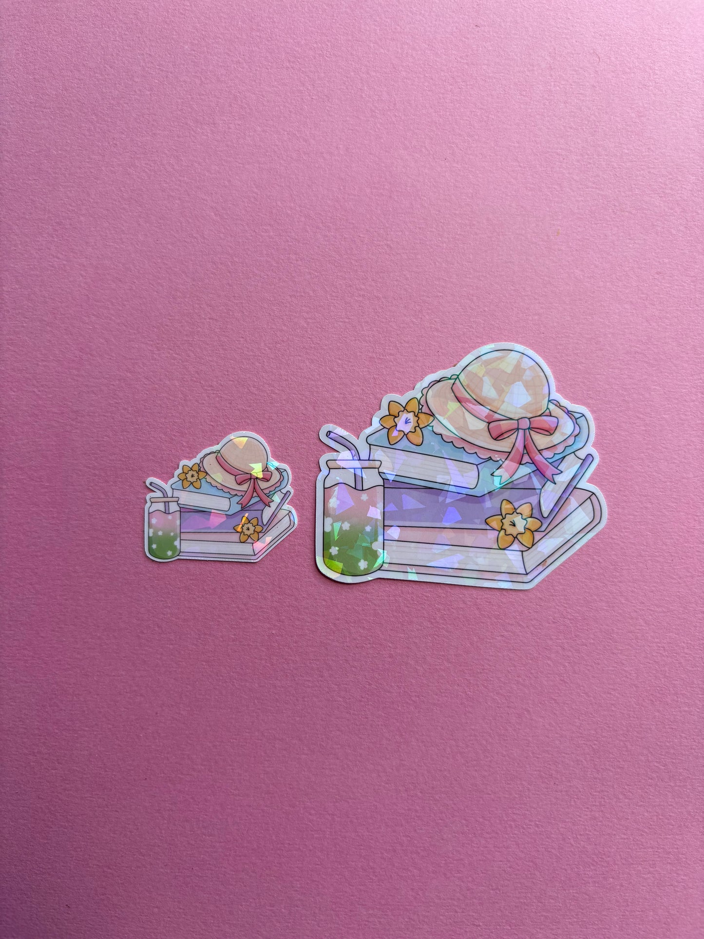 Books & Matcha Sticker|Sparkly sticker| Holographic sticker| book accessories| bookish sticker