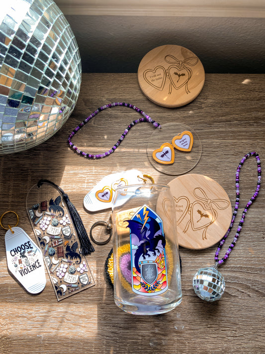 I will Not Die Today Stained Glass 16oz Glass Can|Glass Tumbler w/Straw & Lid| I Will Not Die Today| Fourth Wing| Bookish| Basgiath War College| Dragons| Cute Keychain| Book Lover| Gifts for Book Lover| Books|Book Accessories|