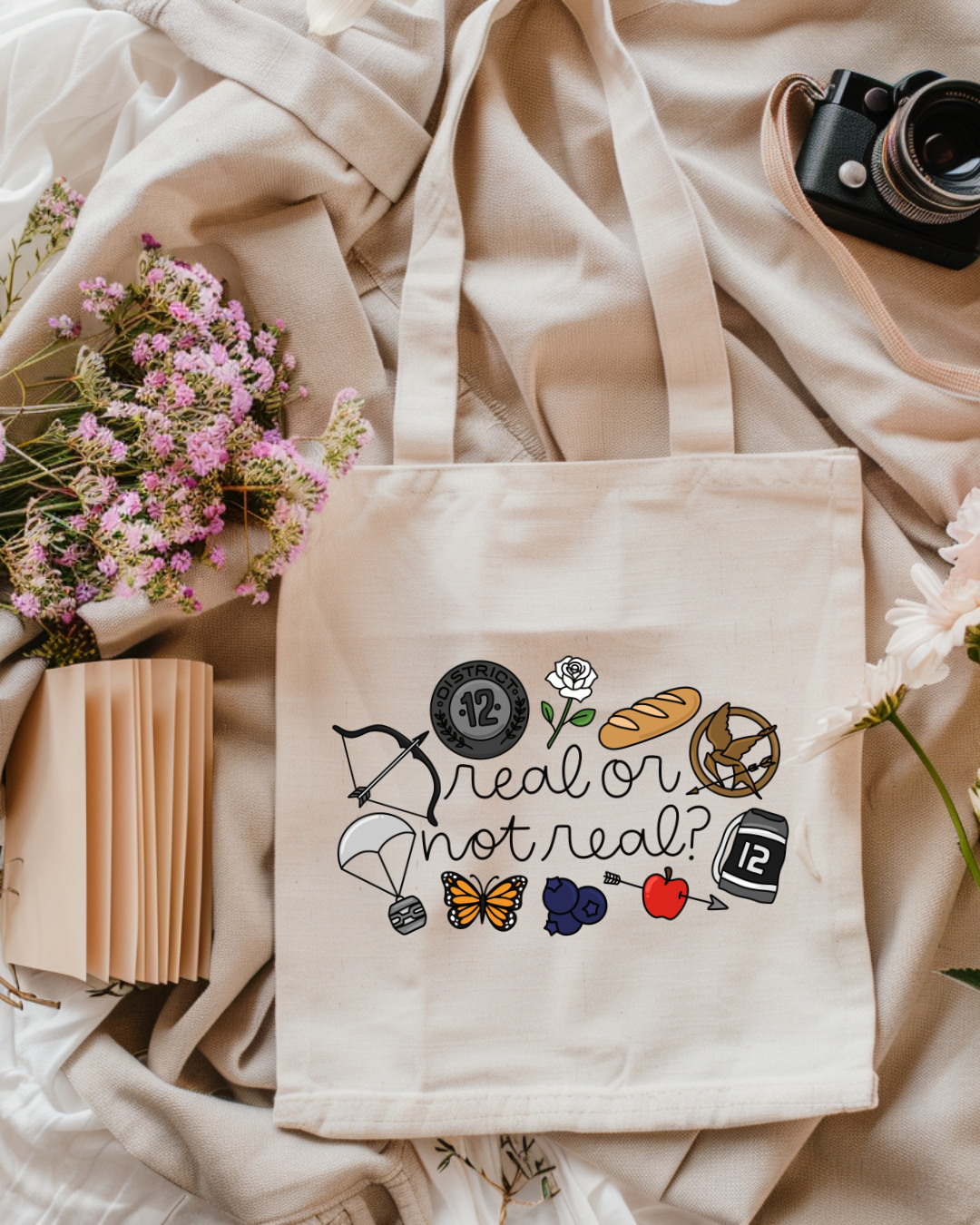 Real or Not Real?|Hunger Games|Peeta| Katniss|Bookish|Tote Bag