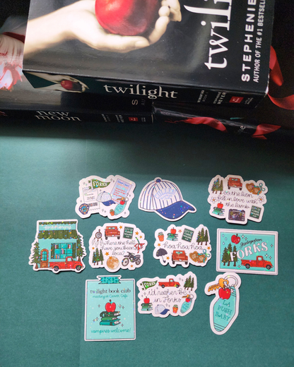 Twilight| New Moon| Forks| Cullens|Vampires|Sparkly sticker| Holographic sticker| book accessories| bookish sticker