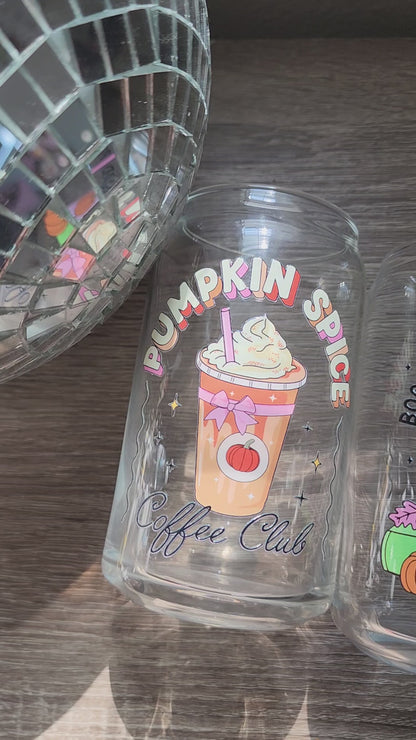 I like my books and pumpkin spicy 16oz glass can| Autumn| Fall Bookish| Cute Glass Can|Glass Tumbler w/Straw & Lid|