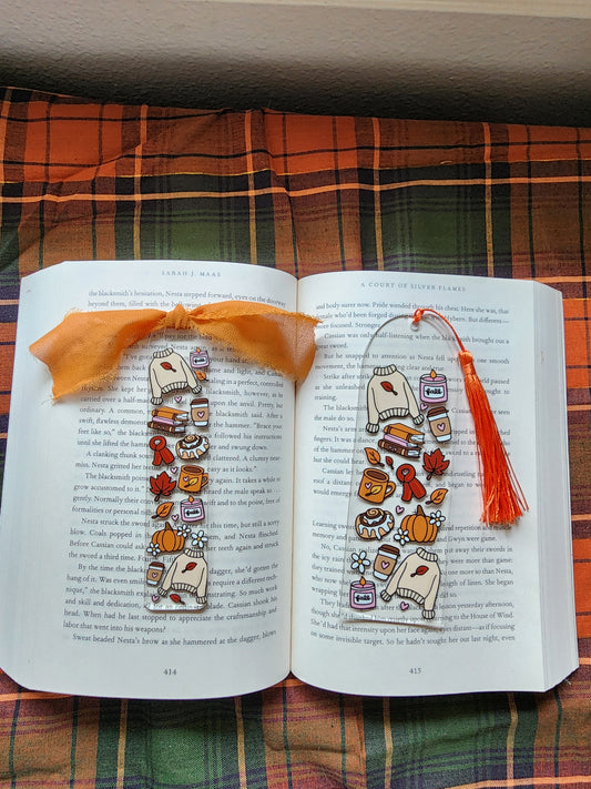 Cozy Autumn Bookish Acrylic Bookmark| Gilmore Girls|Pumpkin| Cinnamon Roll|Bookish| Bookmark| Cute Bookmark| Book Lover Bookmark| Gifts for Book Lover| Books|Book Accessories|Bookish|