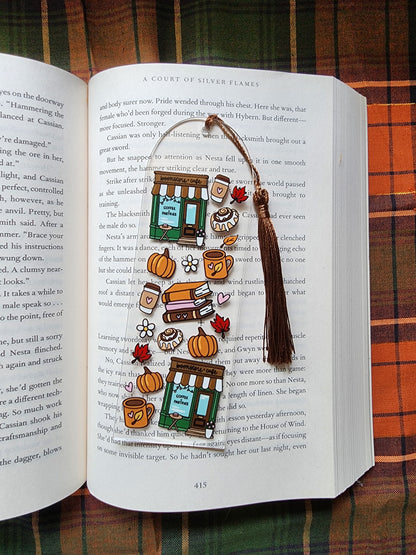 Fall Bookstore Cafe Autumn Acrylic Bookmark| Pumpkin| Cinnamon Roll|Bookish| Bookmark| Cute Bookmark| Book Lover Bookmark| Gifts for Book Lover| Books|Book Accessories|Bookish|