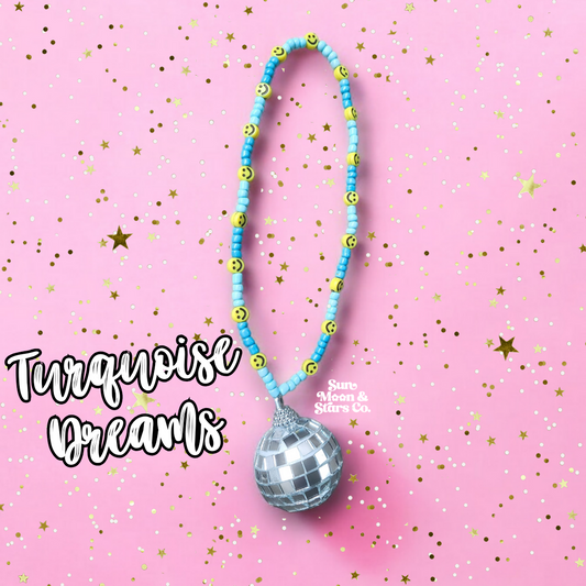 Turquoise Dreams Disco Ball Car Charms