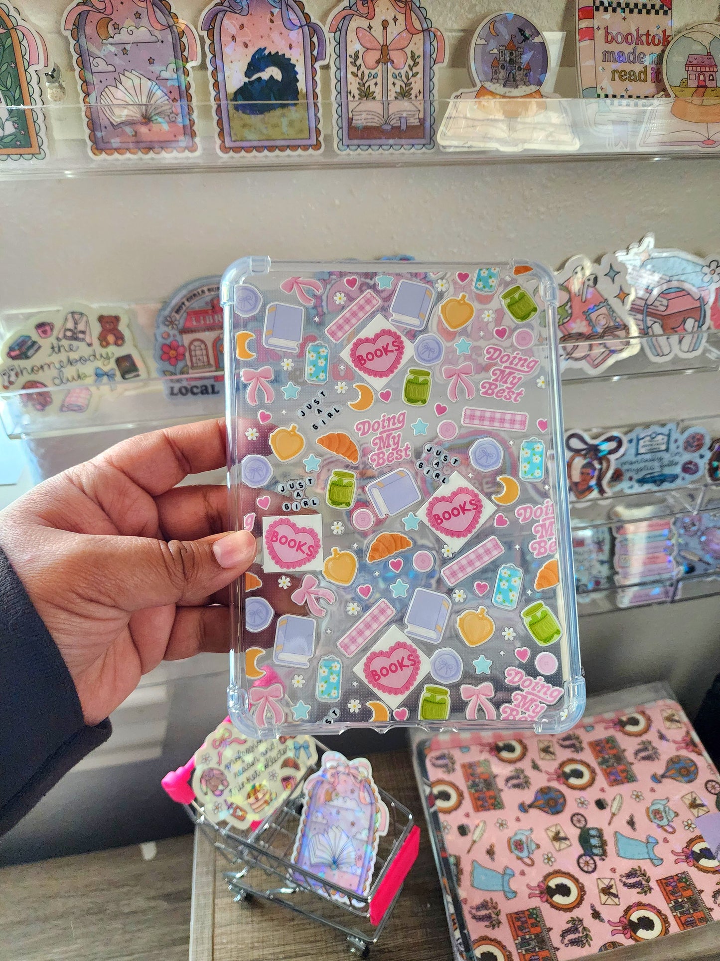 Just a Girl Bookish Junk Journal Kindle Case| Croissant|E-reader Case|e-reader Accessories