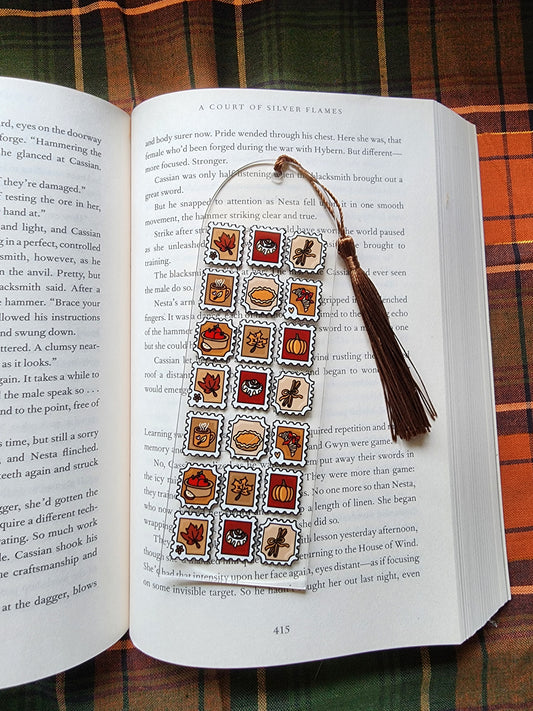 Autumn Stamps Acrylic Bookmark| Gilmore Girls|Pumpkin| Cinnamon Roll|Bookish| Bookmark| Cute Bookmark| Book Lover Bookmark| Gifts for Book Lover| Books|Book Accessories|Bookish|
