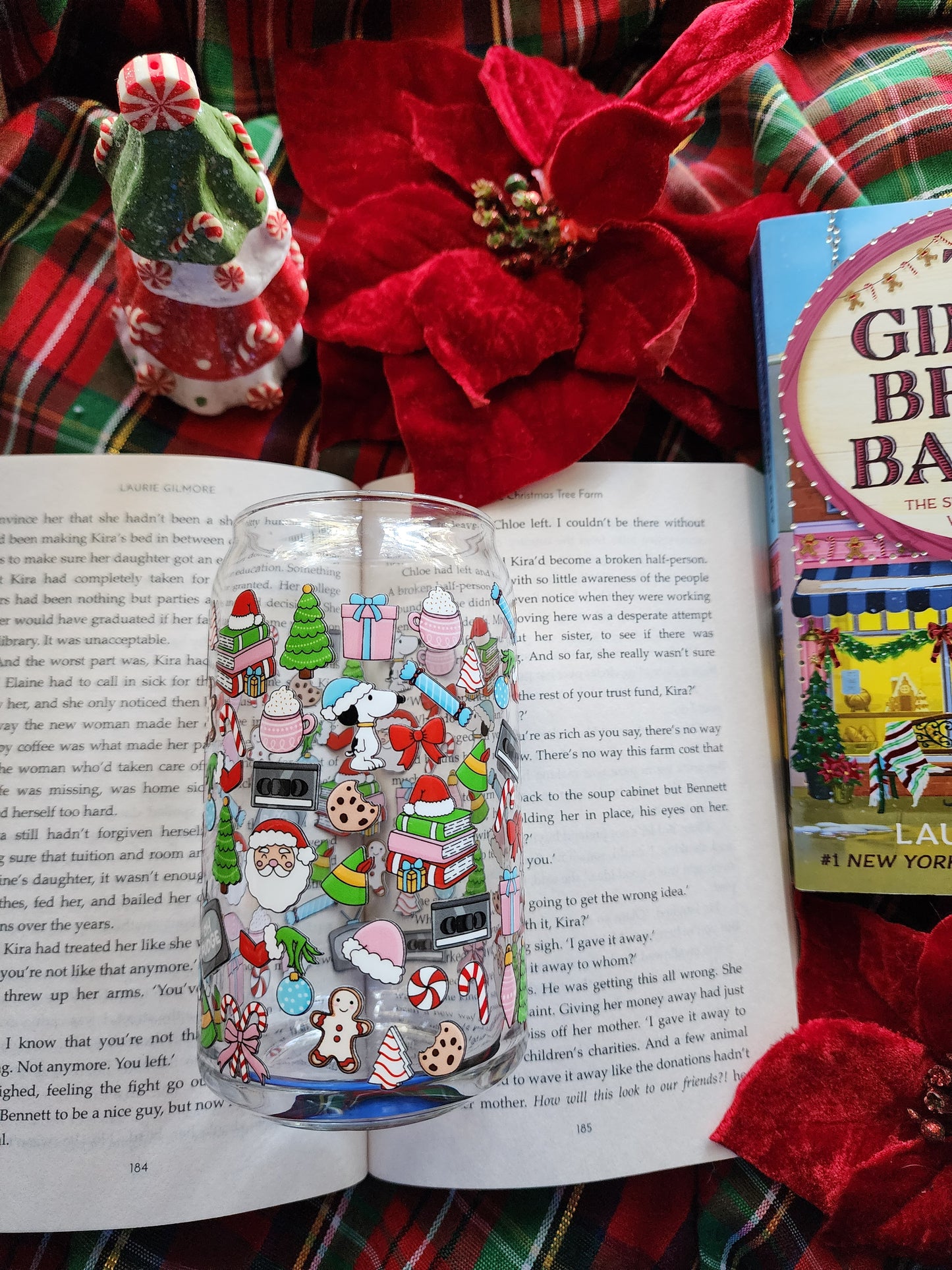 Tis' the Season to Be Watching 16oz glass can| Winter| Christmas| Cute Glass Can|Glass Tumbler w/Straw & Lid|