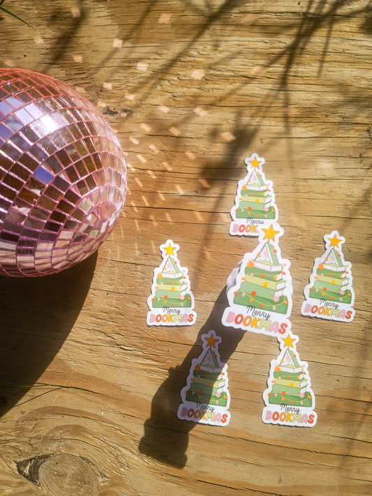 Merry Bookmas Vinyl Sticker| Bookish Christmas Sticker